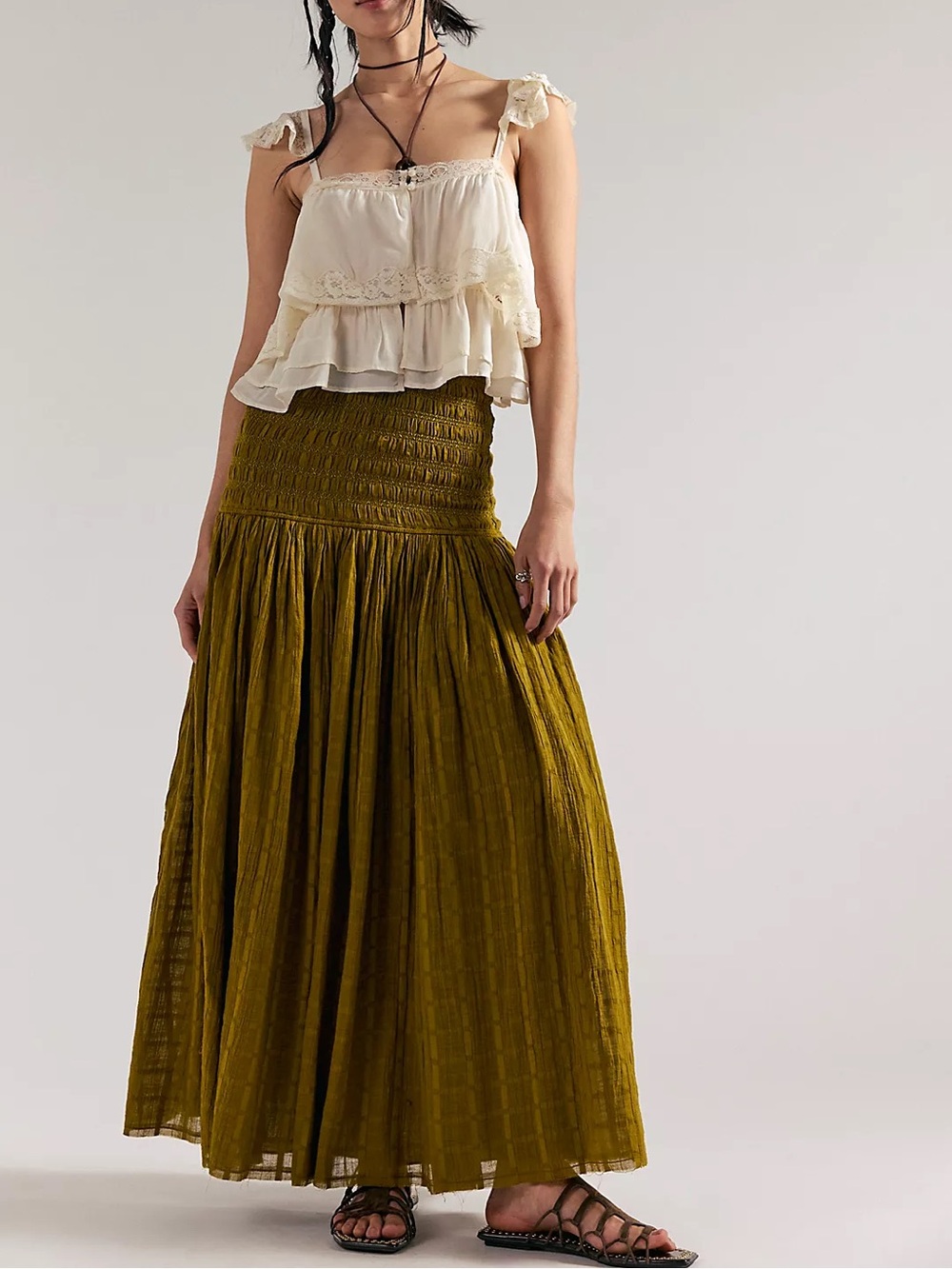 Free People Raven Solid Convertible Maxi Skirt Small Color: Dried Tobacco NWT